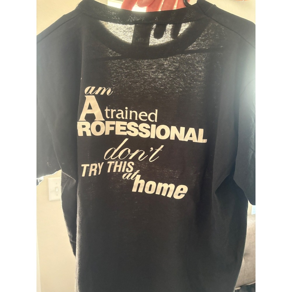 Vintage Don't Try This At Home Paper Thin Large T-Shirt Single Stitch Black